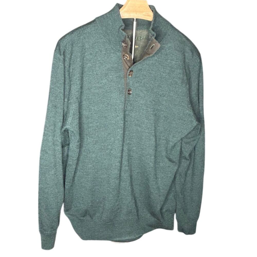 Orvis 100% Merino Wool Green quarter button down size Medium
